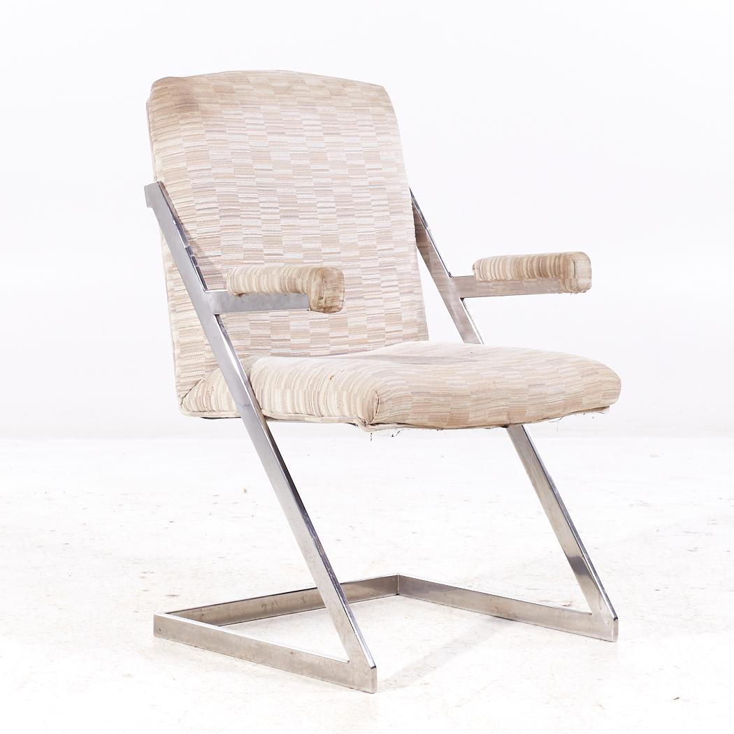 Milo Baughman Style DIA Mid Century Cantilever Z Dining Chairs - Set of 6 For Sale 5