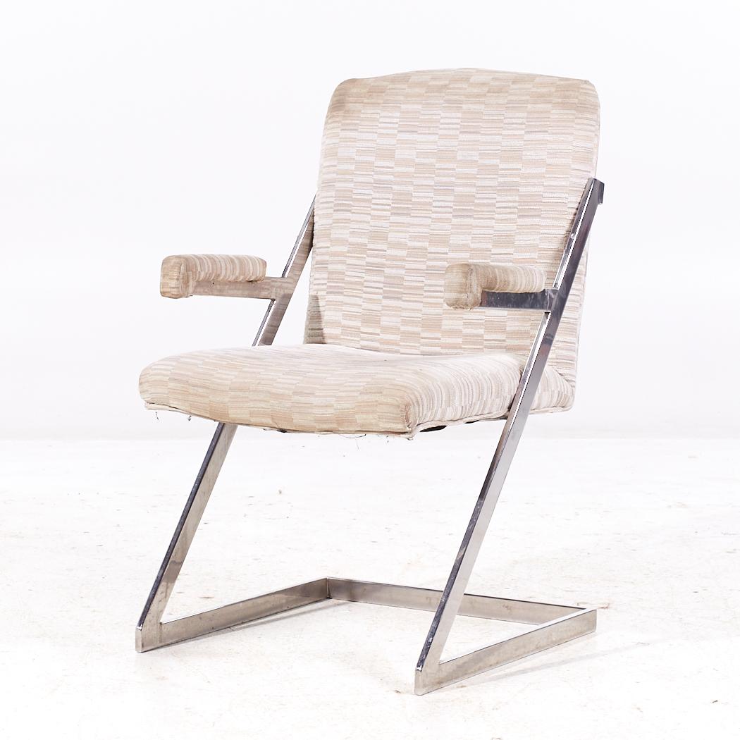 Milo Baughman Style DIA Mid Century Cantilever Z Dining Chairs - Set of 6 For Sale 7