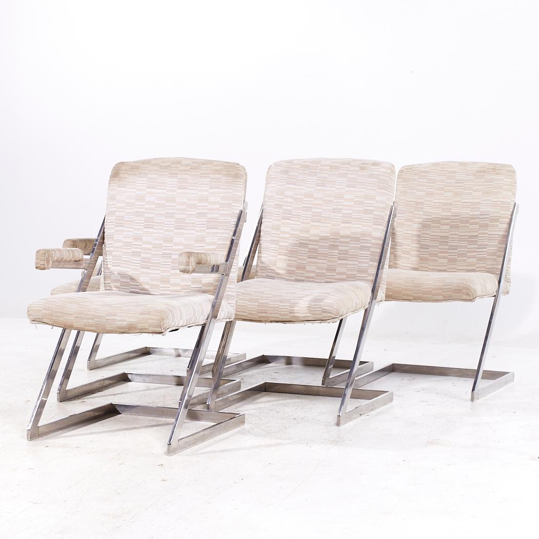 Mid-Century Modern Milo Baughman Style DIA Mid Century Cantilever Z Dining Chairs - Set of 6 For Sale