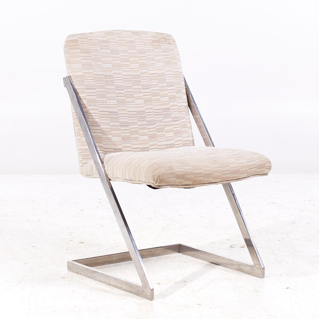 American Milo Baughman Style DIA Mid Century Cantilever Z Dining Chairs - Set of 6 For Sale