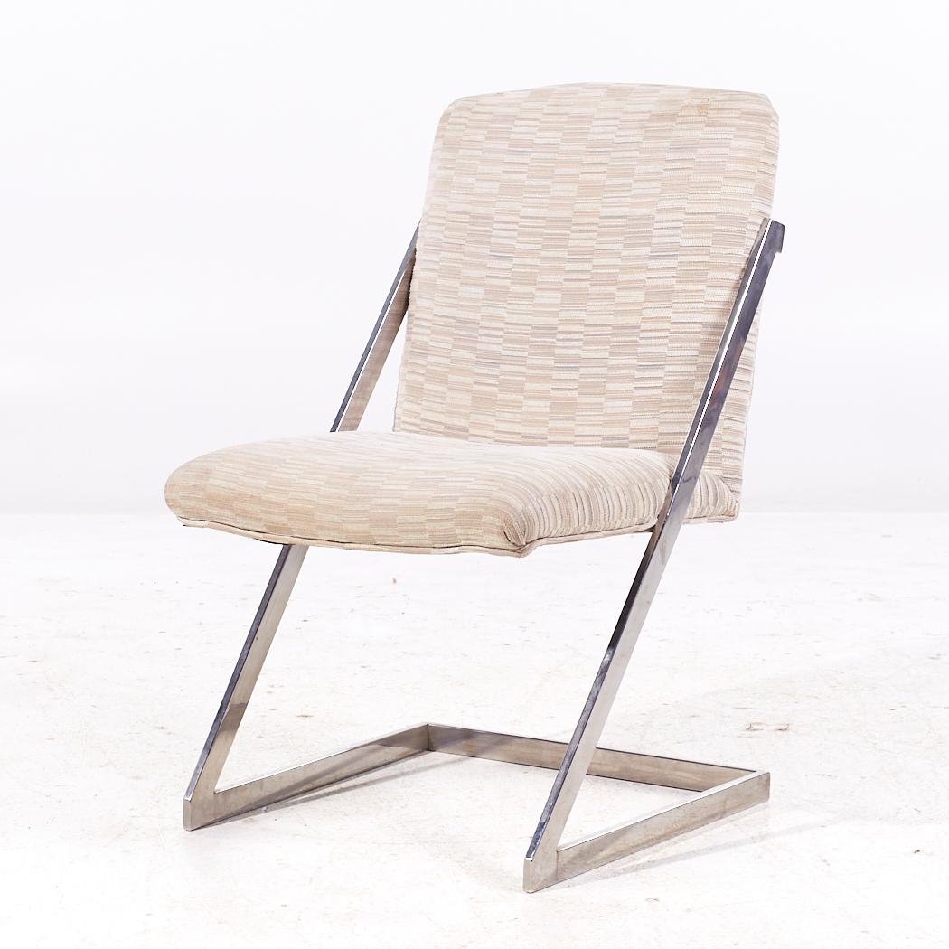 Late 20th Century Milo Baughman Style DIA Mid Century Cantilever Z Dining Chairs - Set of 6 For Sale