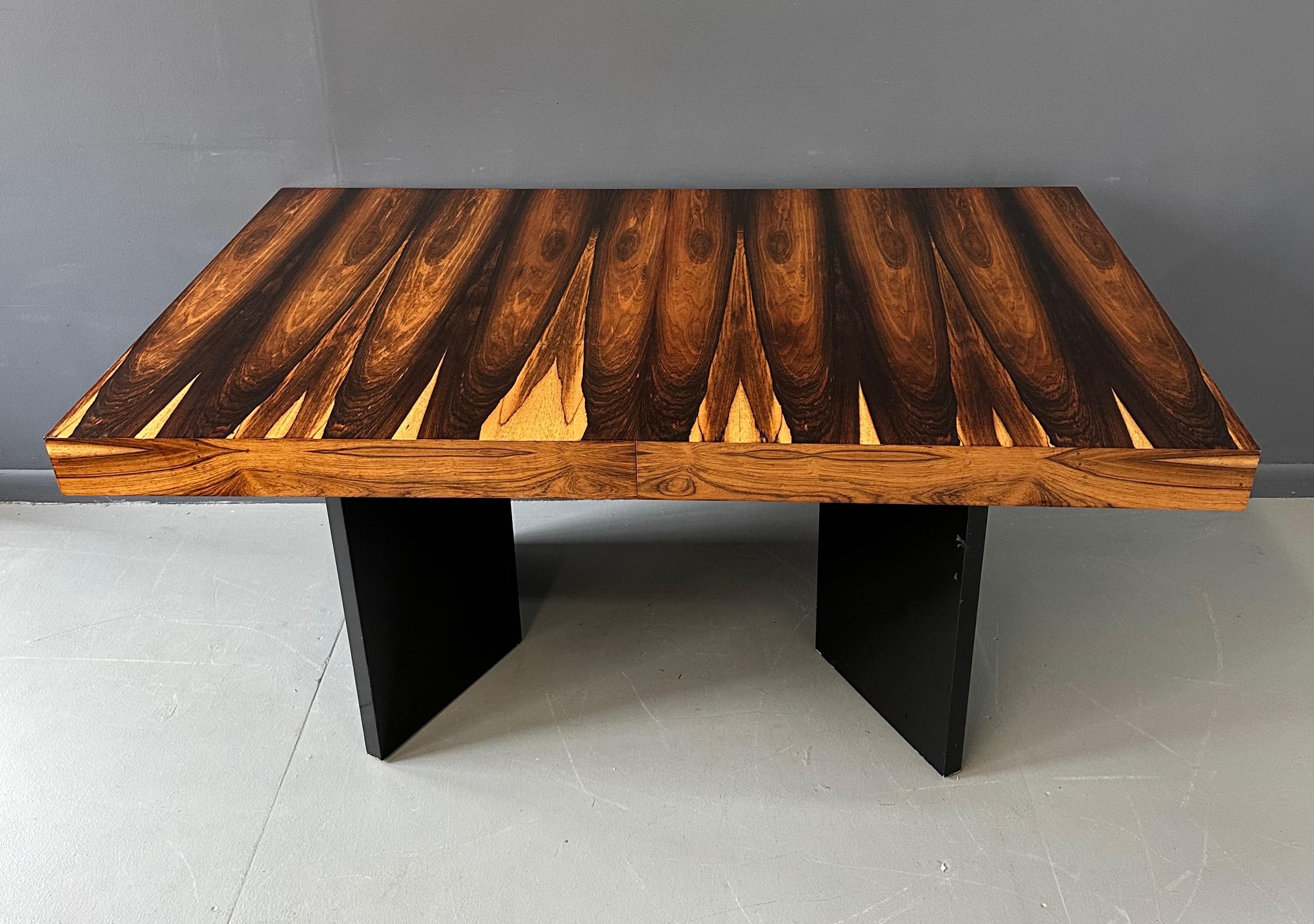 Mid-Century Modern Milo Baughman Style Dining Table in Incredible Marabunda Wood Veneer Midcentury