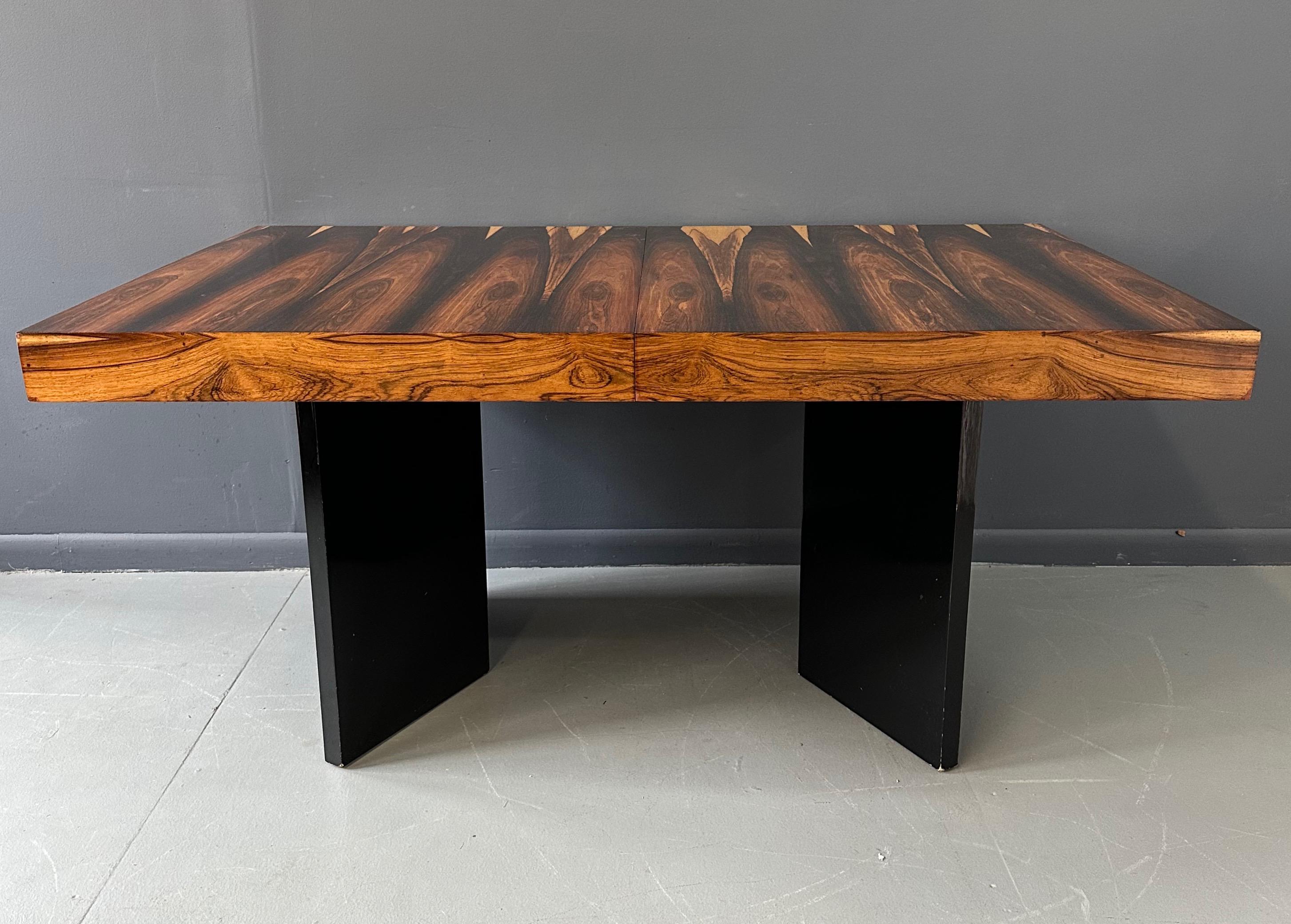 North American Milo Baughman Style Dining Table in Incredible Marabunda Wood Veneer Midcentury