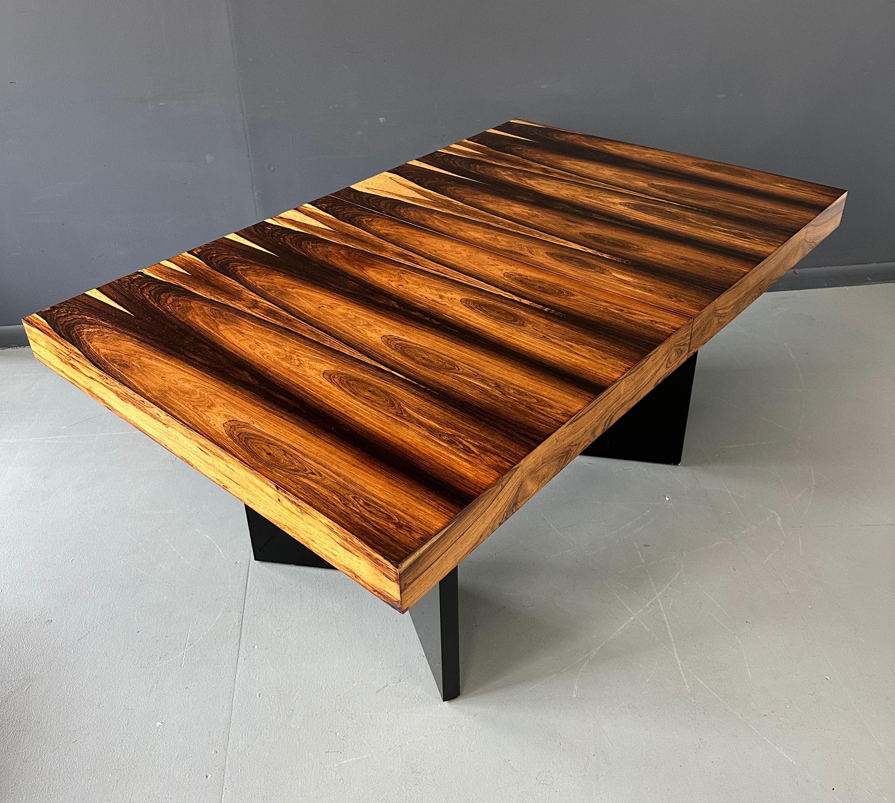 20th Century Milo Baughman Style Dining Table in Incredible Marabunda Wood Veneer Midcentury