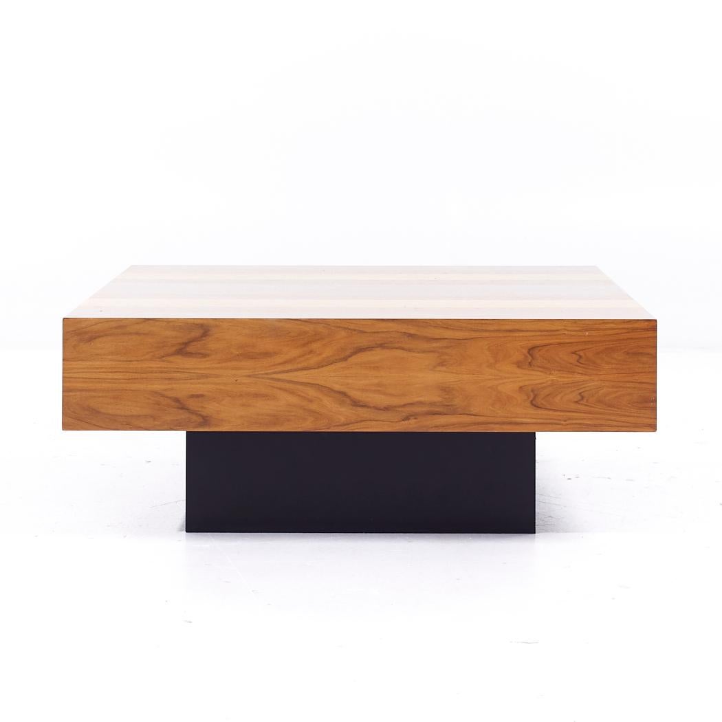 Milo Baughman Style Dyrlund Mid Century Danish Rosewood, Maple and Teak Coffee Table

This coffee table measures: 41.25 wide x 41.25 deep x 16.75 inches high

All pieces of furniture can be had in what we call restored vintage condition. That means