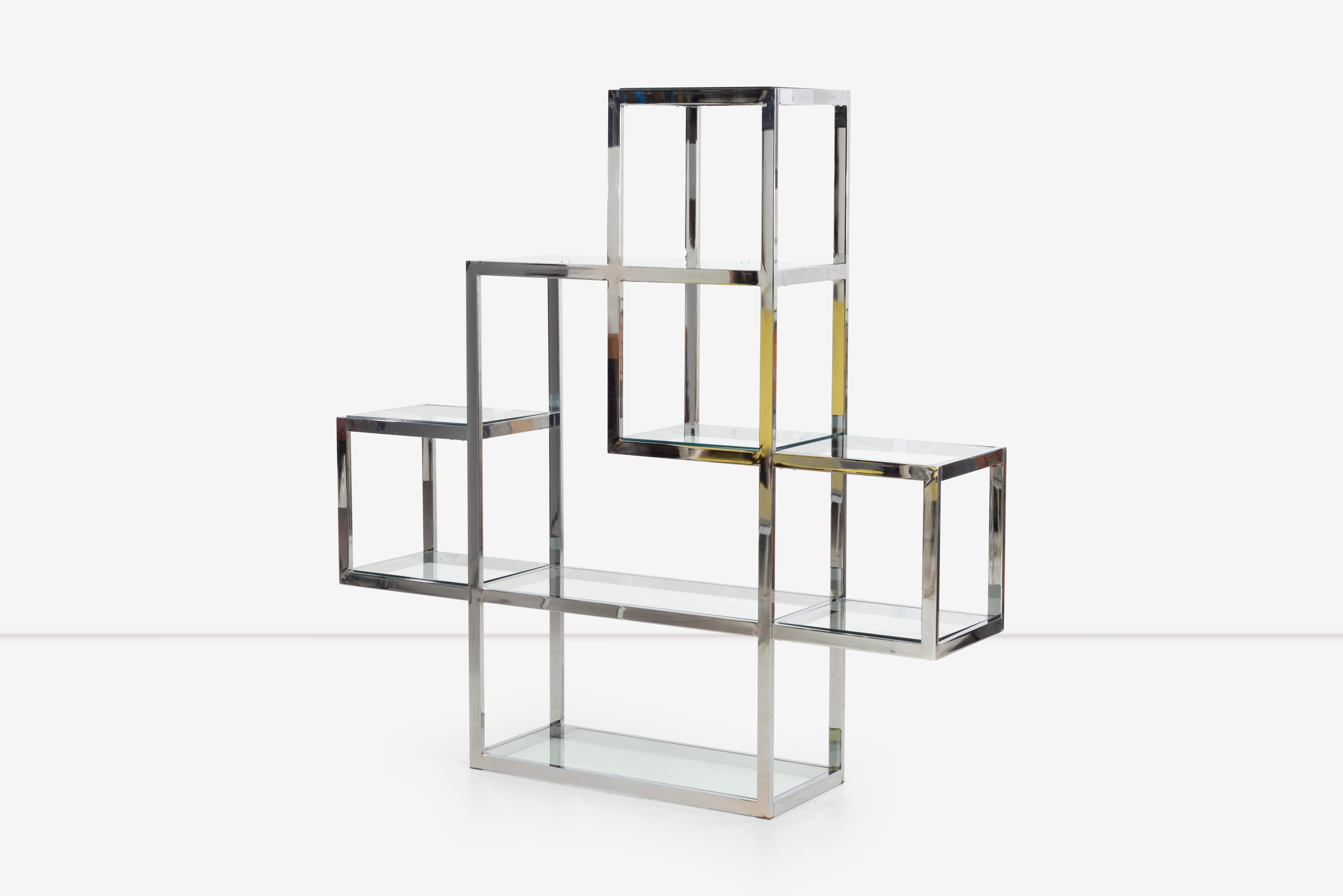 Glass Milo Baughman Style Etagere For Sale