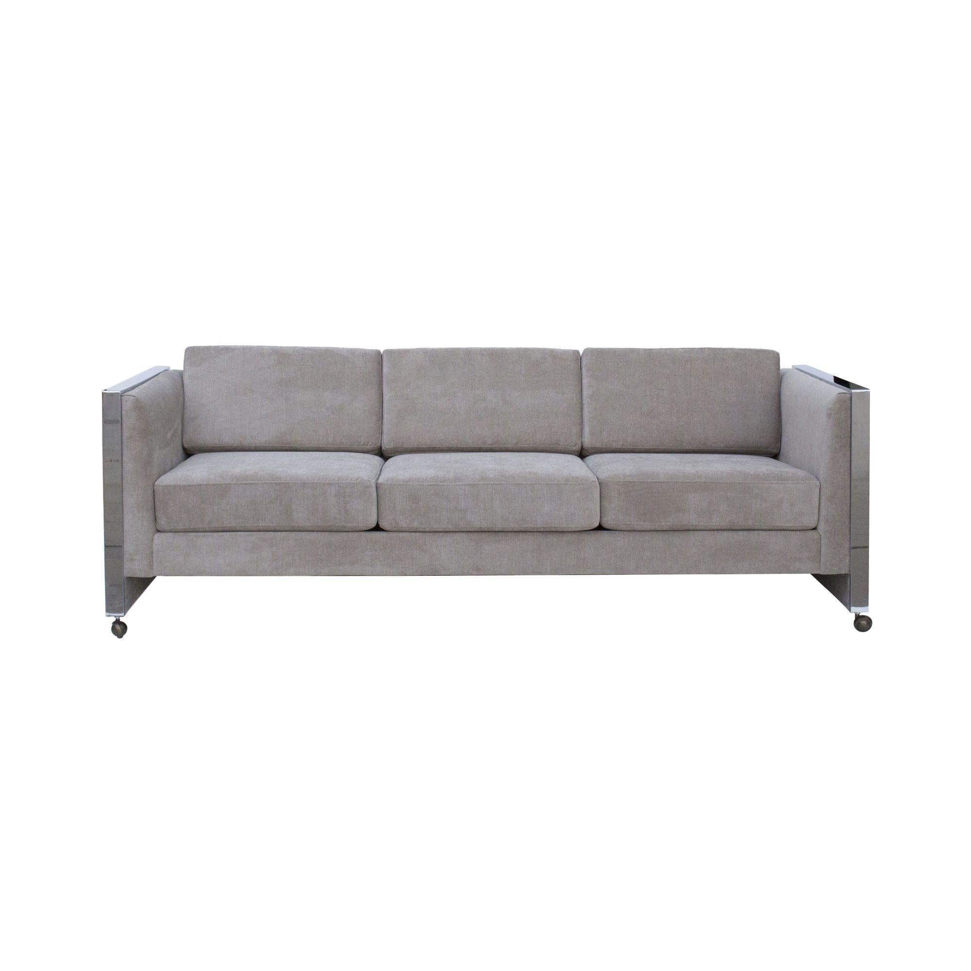 Milo Baughman Style Even Arm Sofa by Selig of Monroe For Sale 5