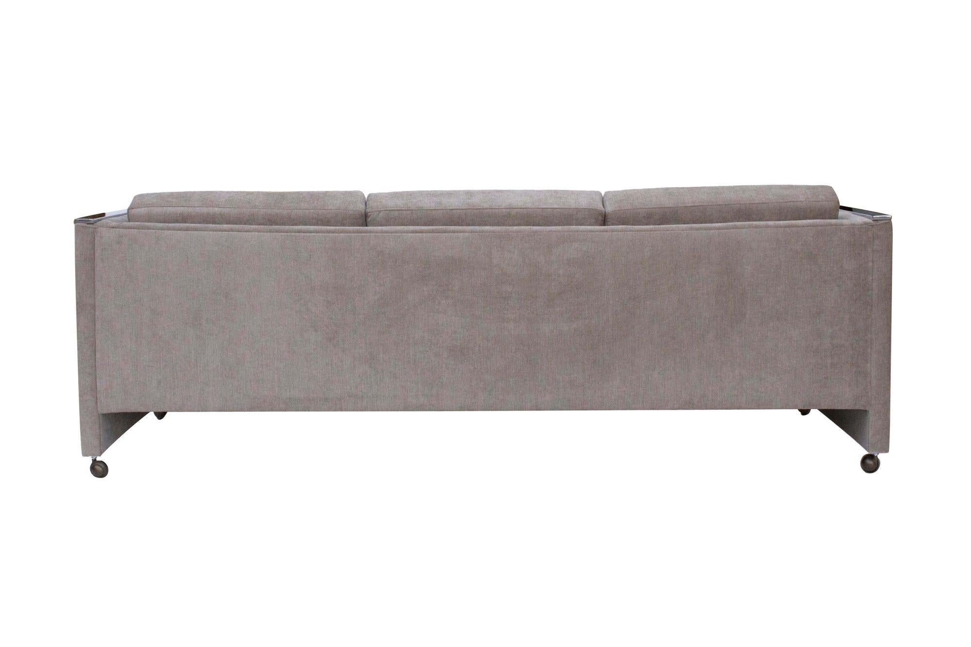 American Milo Baughman Style Even Arm Sofa by Selig of Monroe For Sale