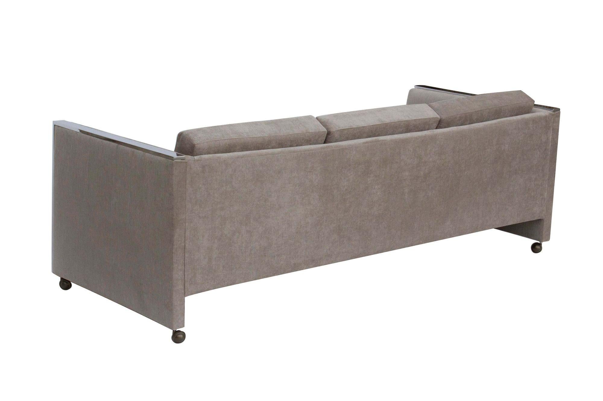 Milo Baughman Style Even Arm Sofa by Selig of Monroe For Sale 2