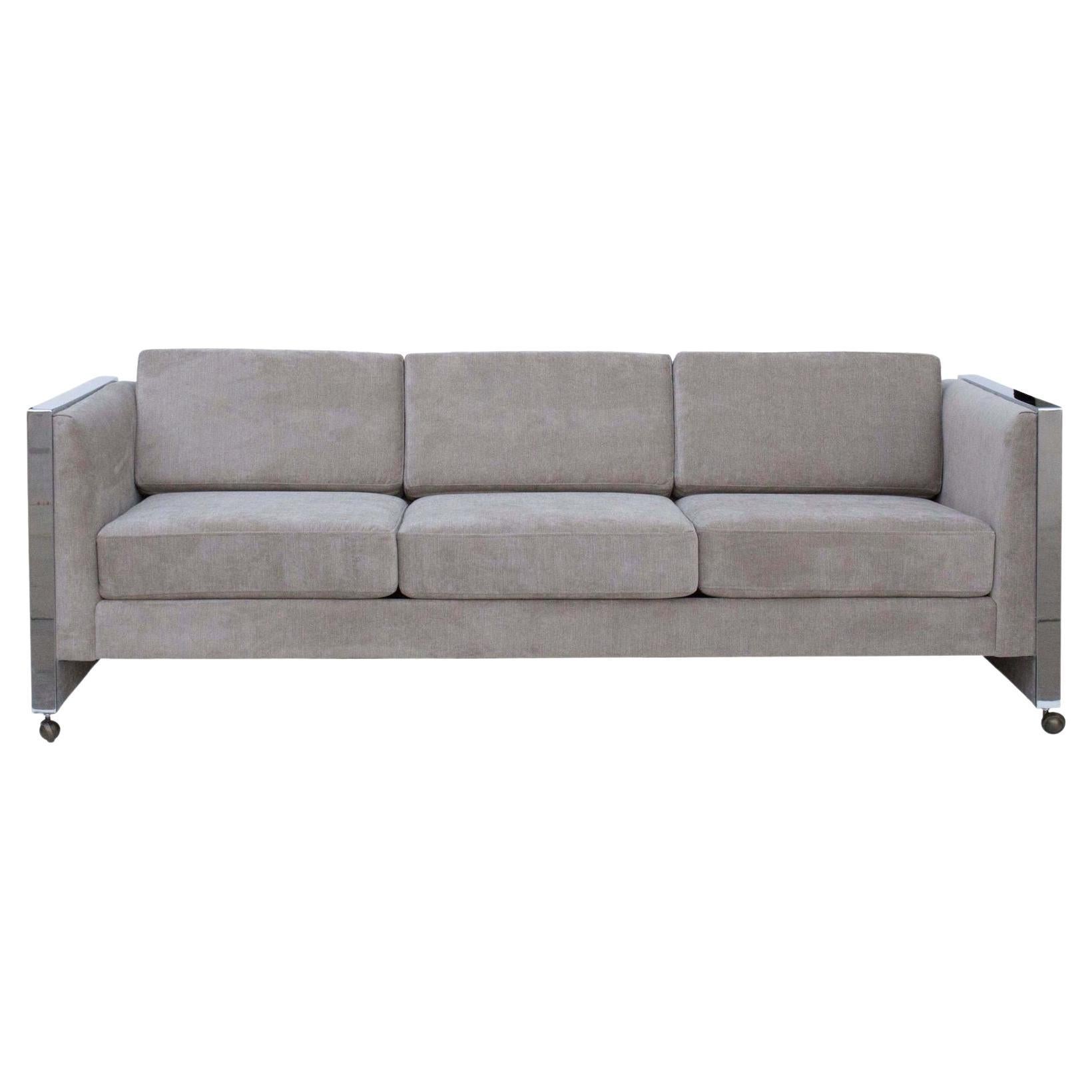 Milo Baughman Style Even Arm Sofa by Selig of Monroe For Sale