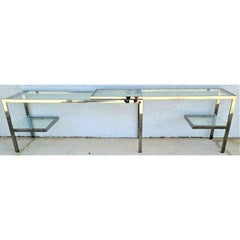 Milo Baughman Style Expandable Chrome Glass Console Sofa Table