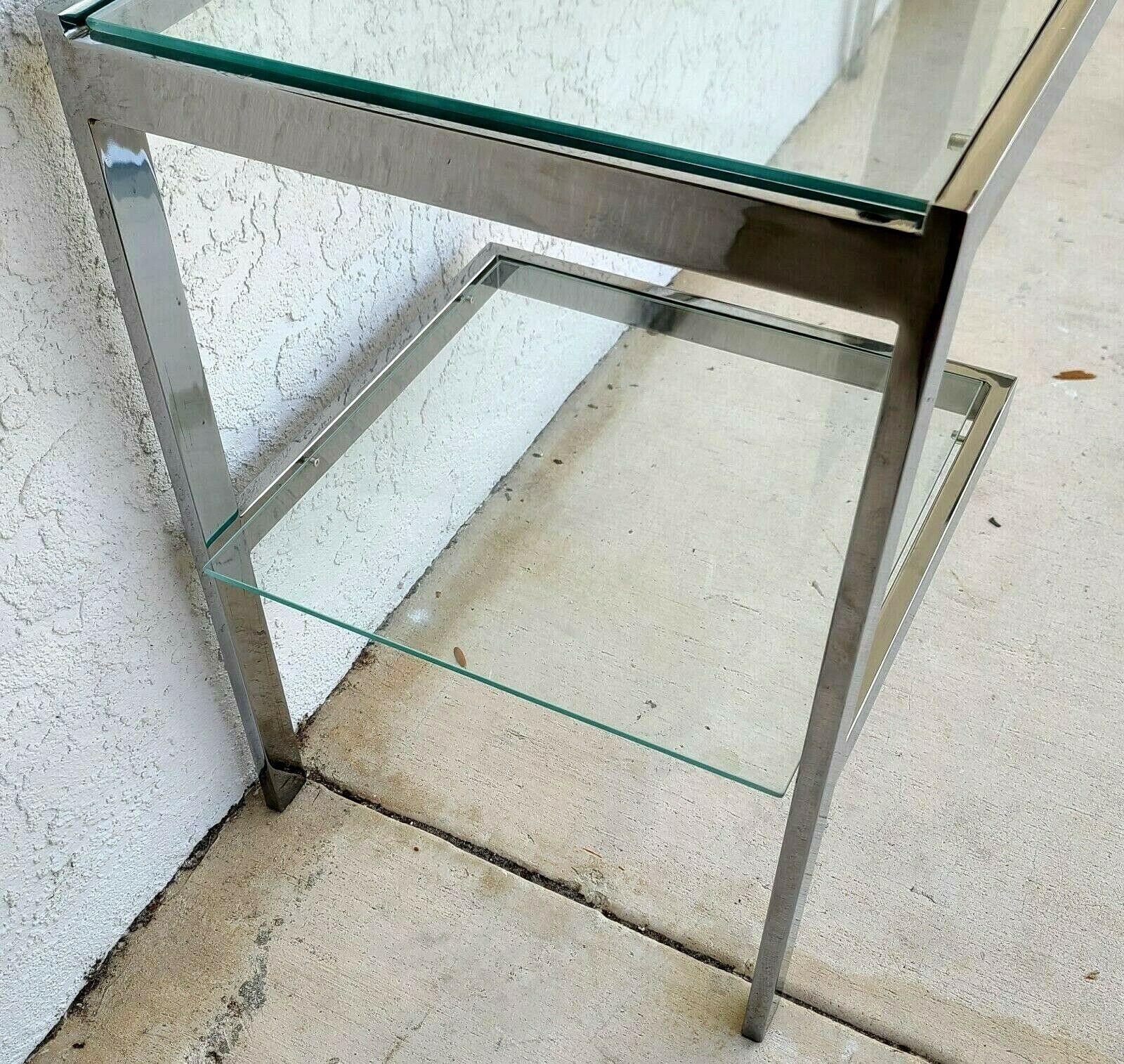 Table console extensible en verre chromé de style Milo Baughman en vente 1