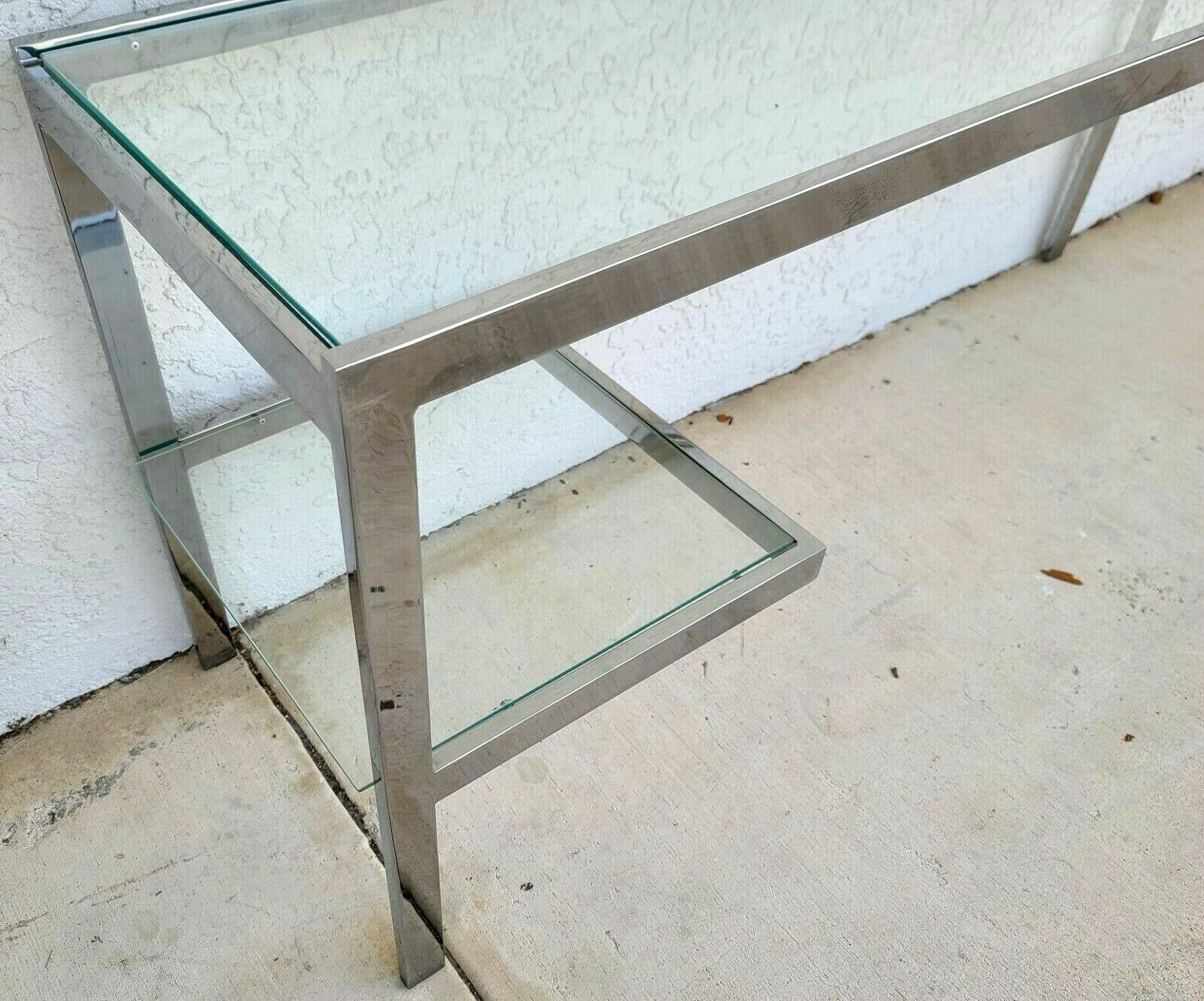 Milo Baughman Style Expandable Chrome Glass Console Sofa Table For Sale 3