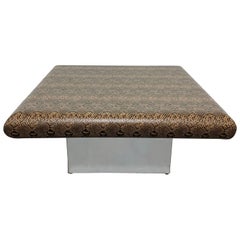 Milo Baughman Style Faux Snake Skin Coffee Table With Chrome Base Circa 1970s