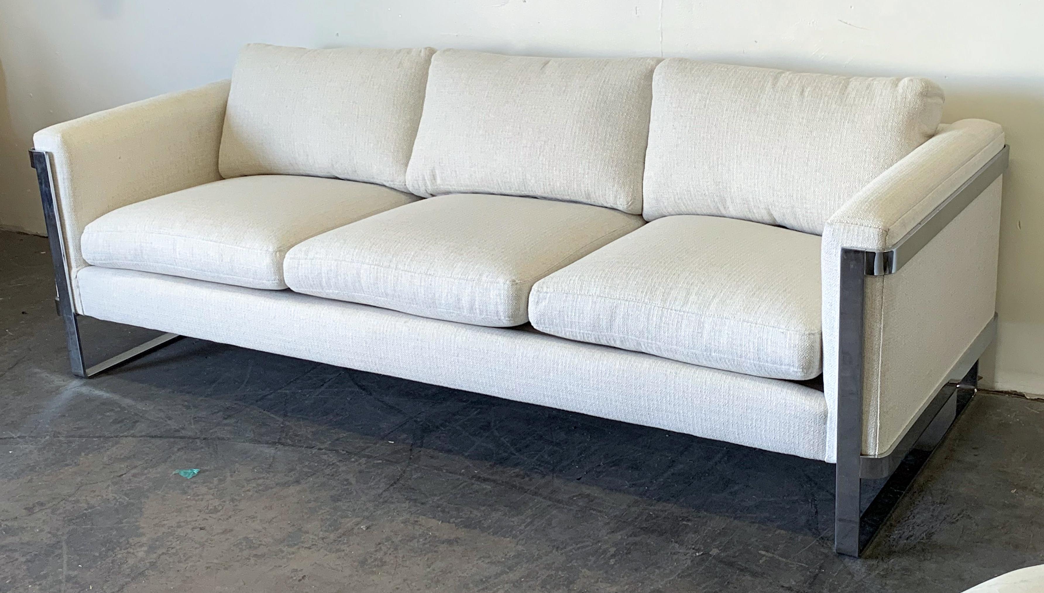sofa with chrome frame