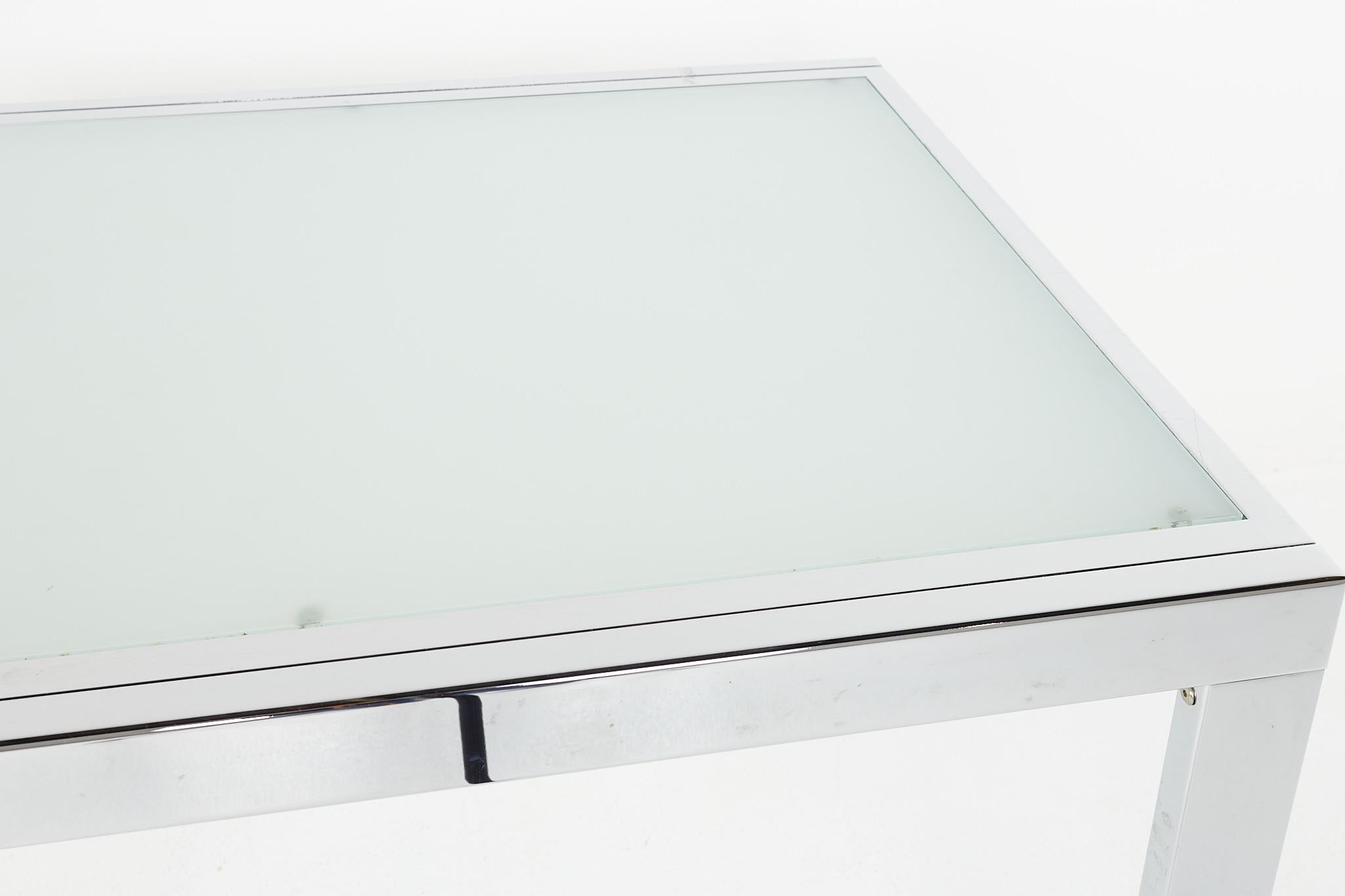 Milo Baughman Style for DIA Mid Century Glass and Chrome Extendable Dining Table 6