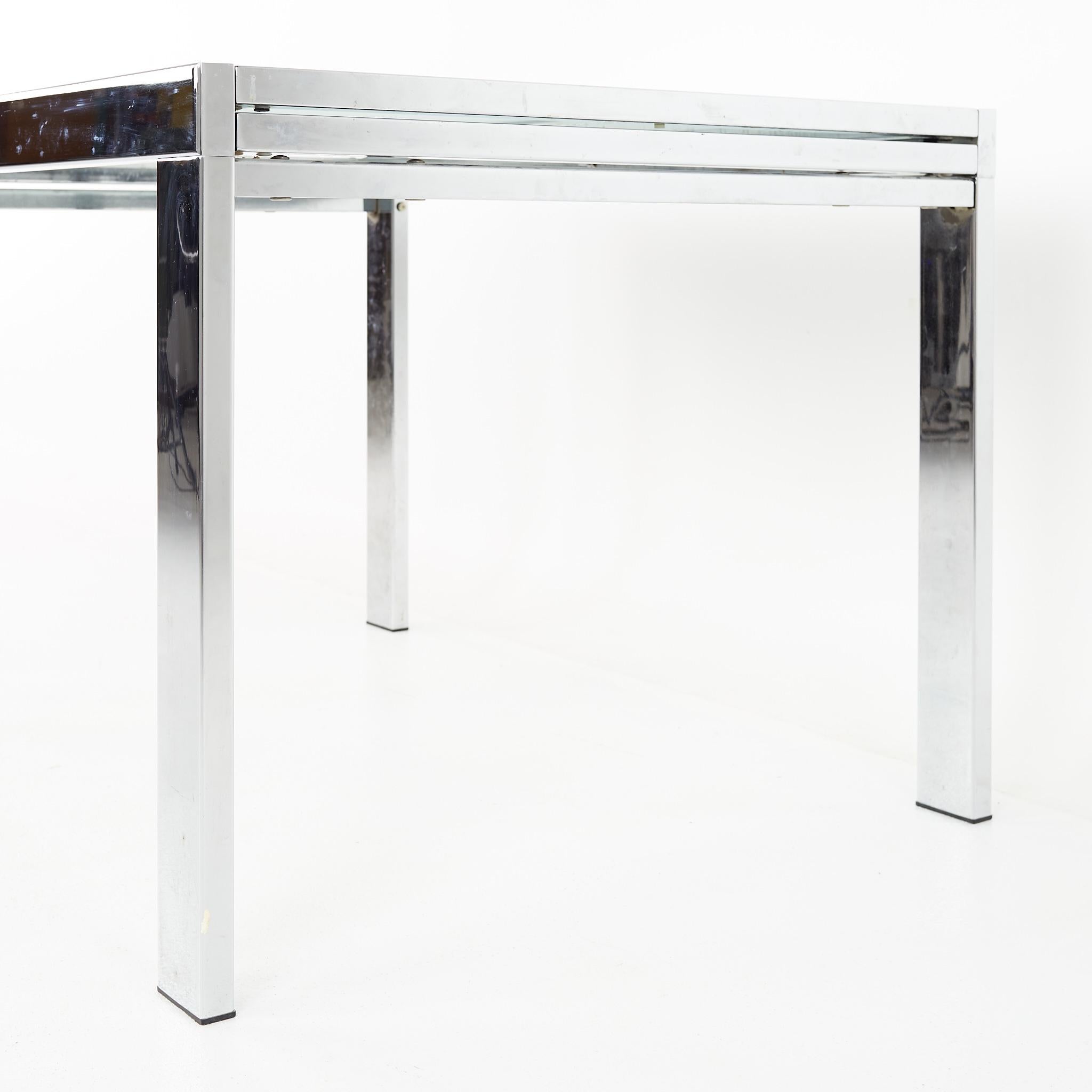 Milo Baughman Style for DIA Mid Century Glass and Chrome Extendable Dining Table 7