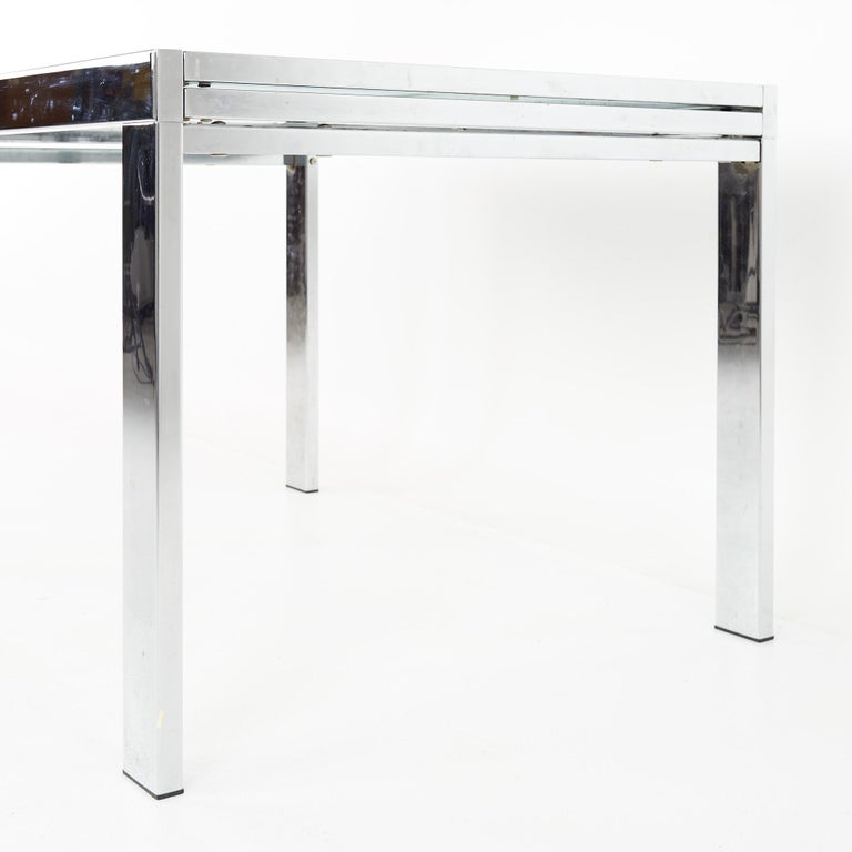 Milo Baughman Style for DIA Mid Century Glass and Chrome Extendable Dining Table 7