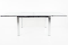 Milo Baughman Style for DIA Mid Century Glass and Chrome Extendable Dining Table