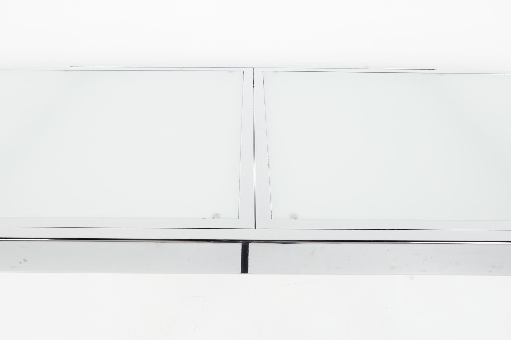 American Milo Baughman Style for DIA Mid Century Glass and Chrome Extendable Dining Table