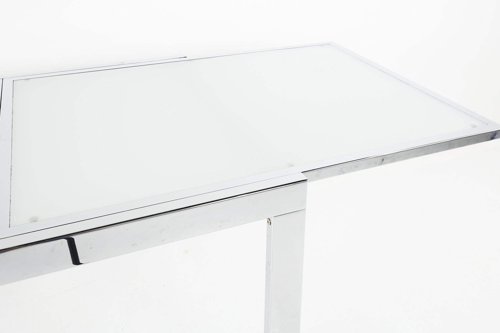 Late 20th Century Milo Baughman Style for DIA Mid Century Glass and Chrome Extendable Dining Table