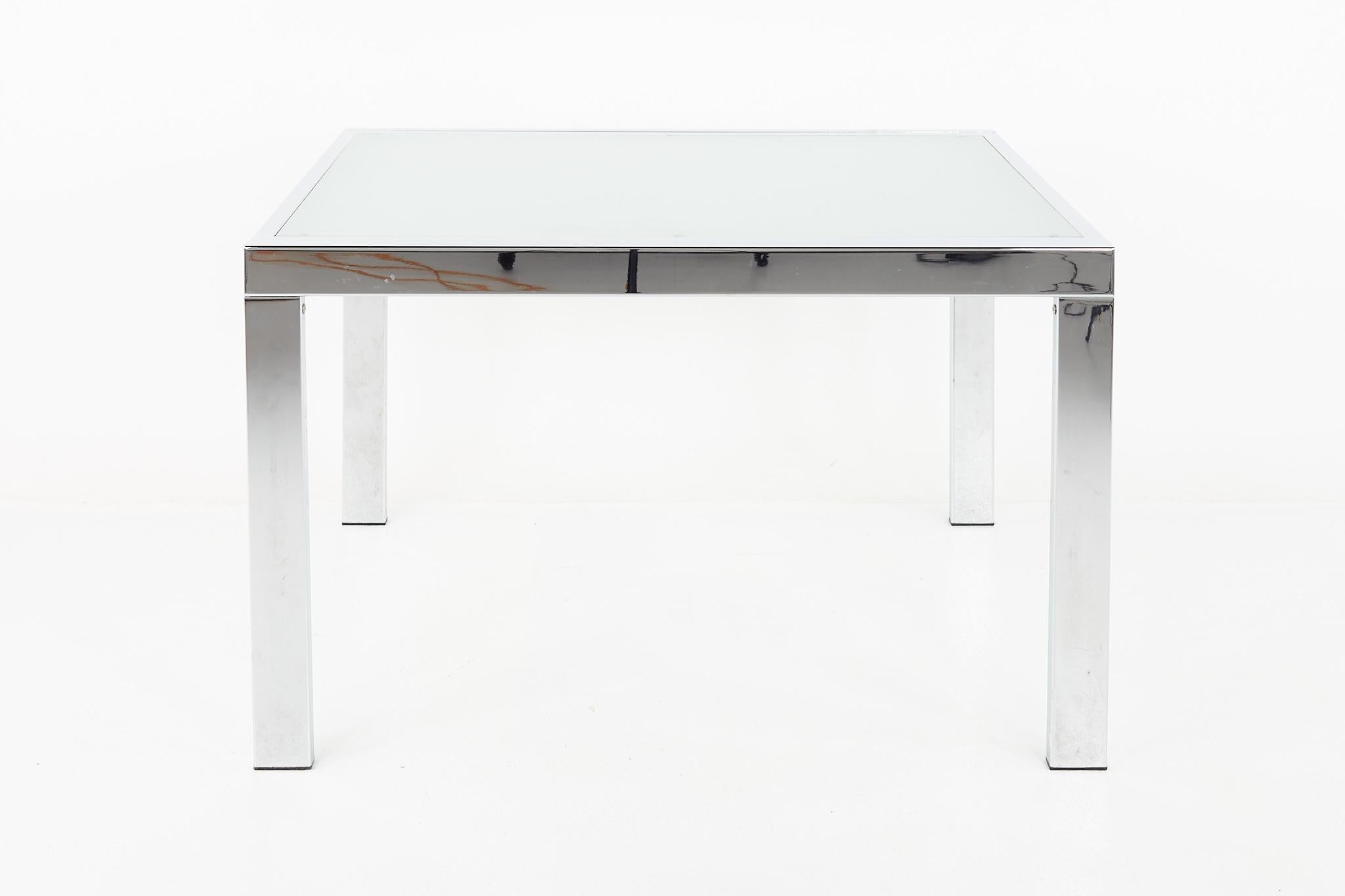Milo Baughman Style for DIA Mid Century Glass and Chrome Extendable Dining Table 1
