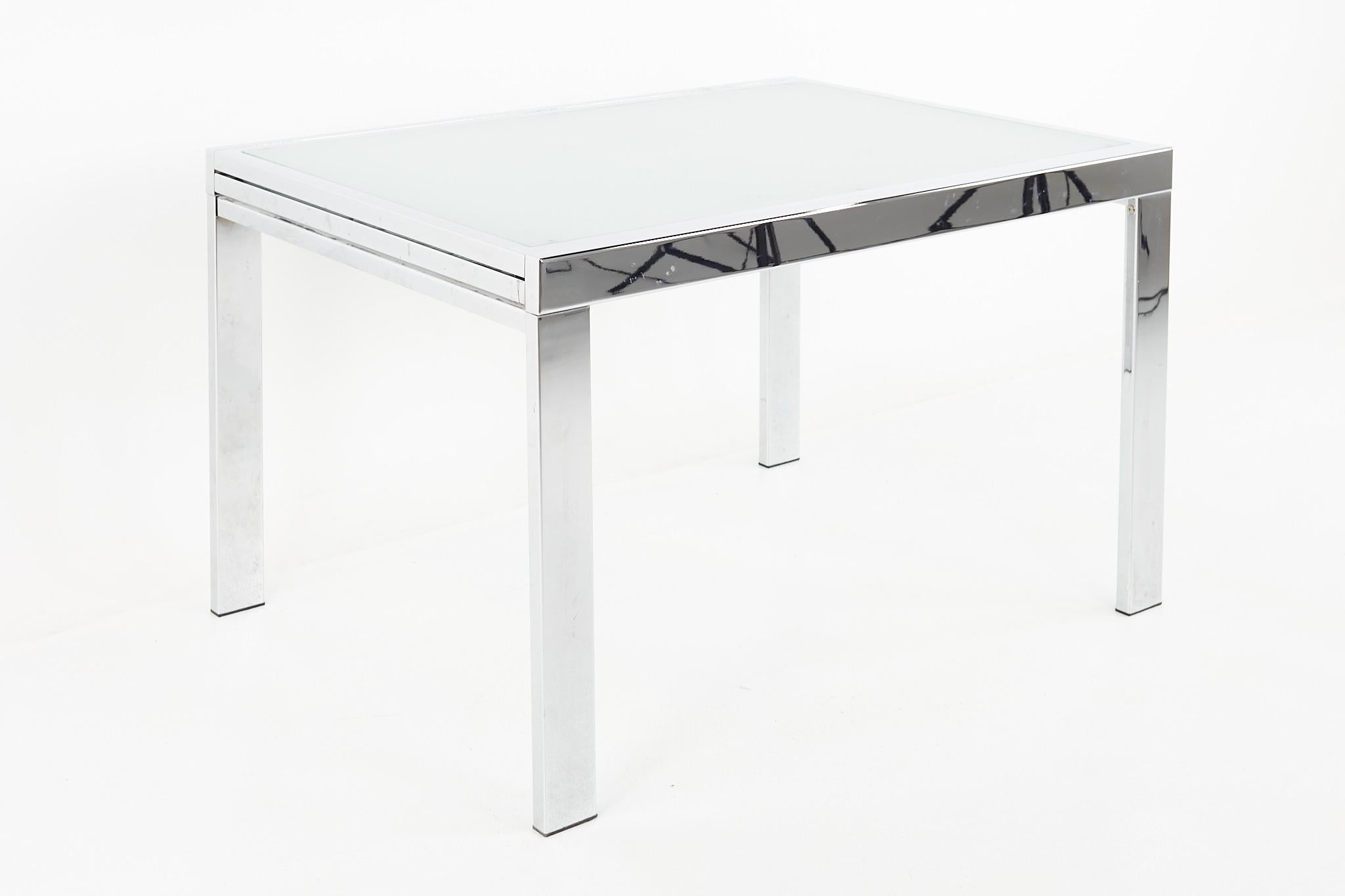 Milo Baughman Style for DIA Mid Century Glass and Chrome Extendable Dining Table 2