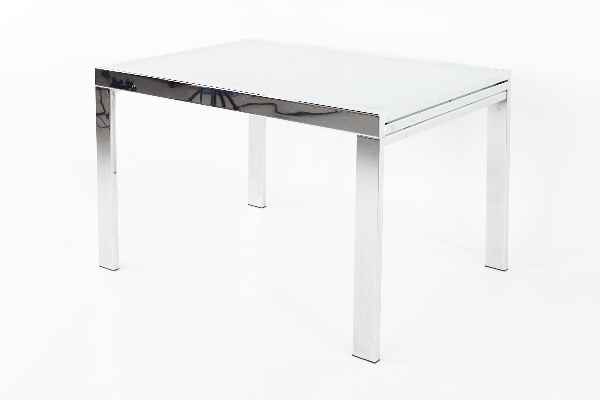 Milo Baughman Style for DIA Mid Century Glass and Chrome Extendable Dining Table 3