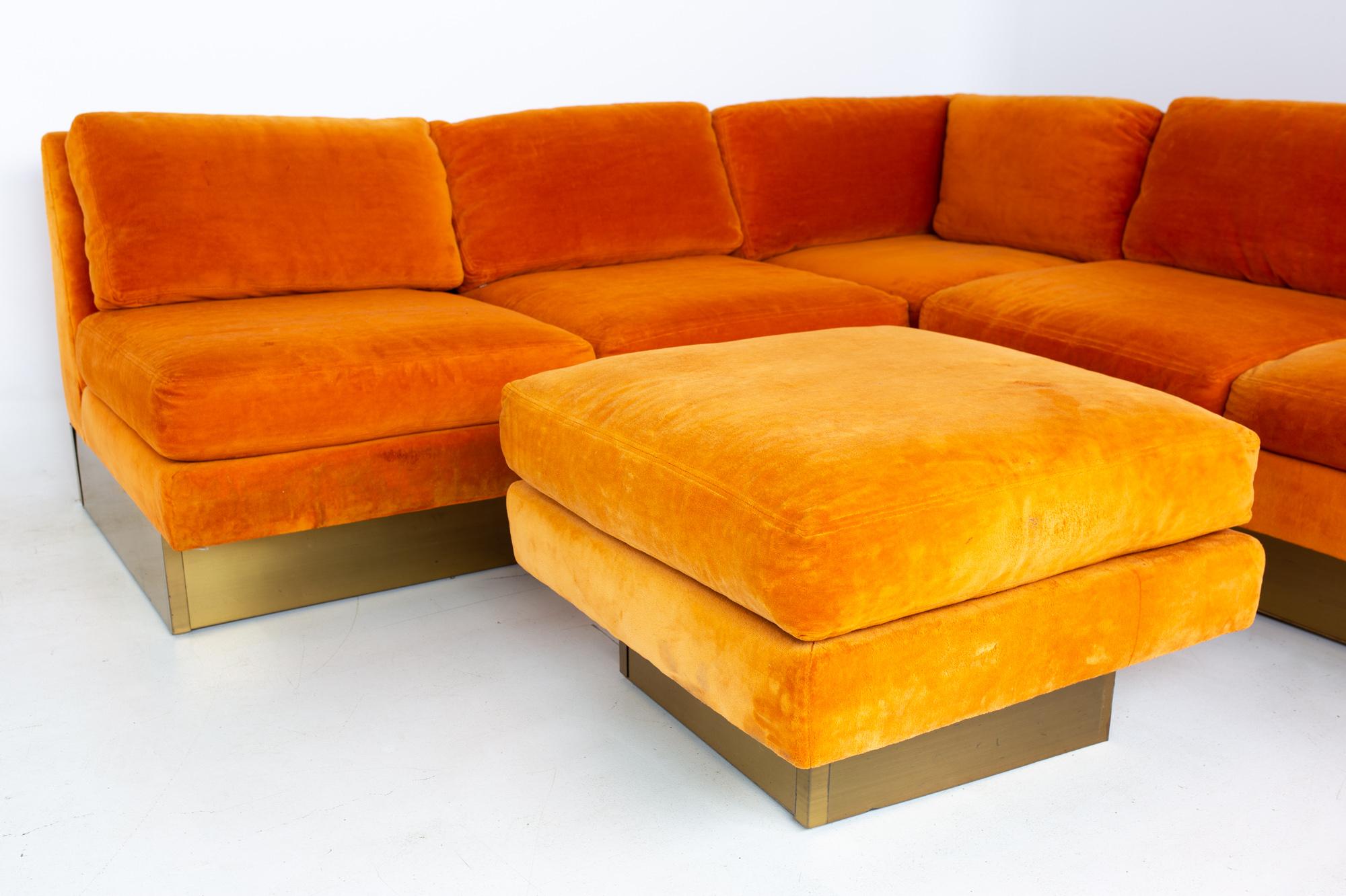 orange velvet sectional