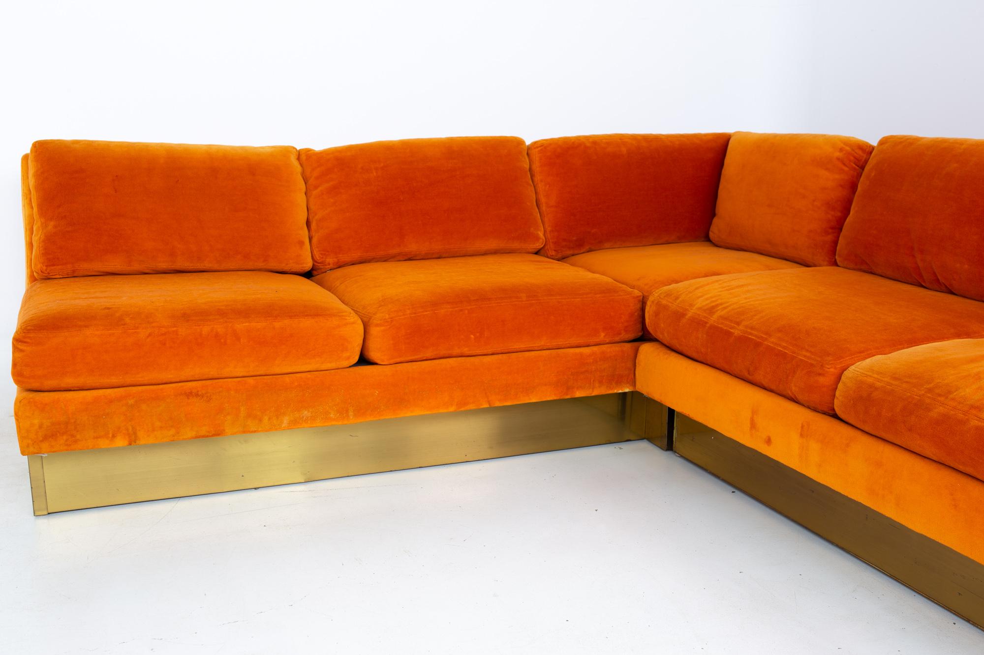 orange velvet sectional sofa