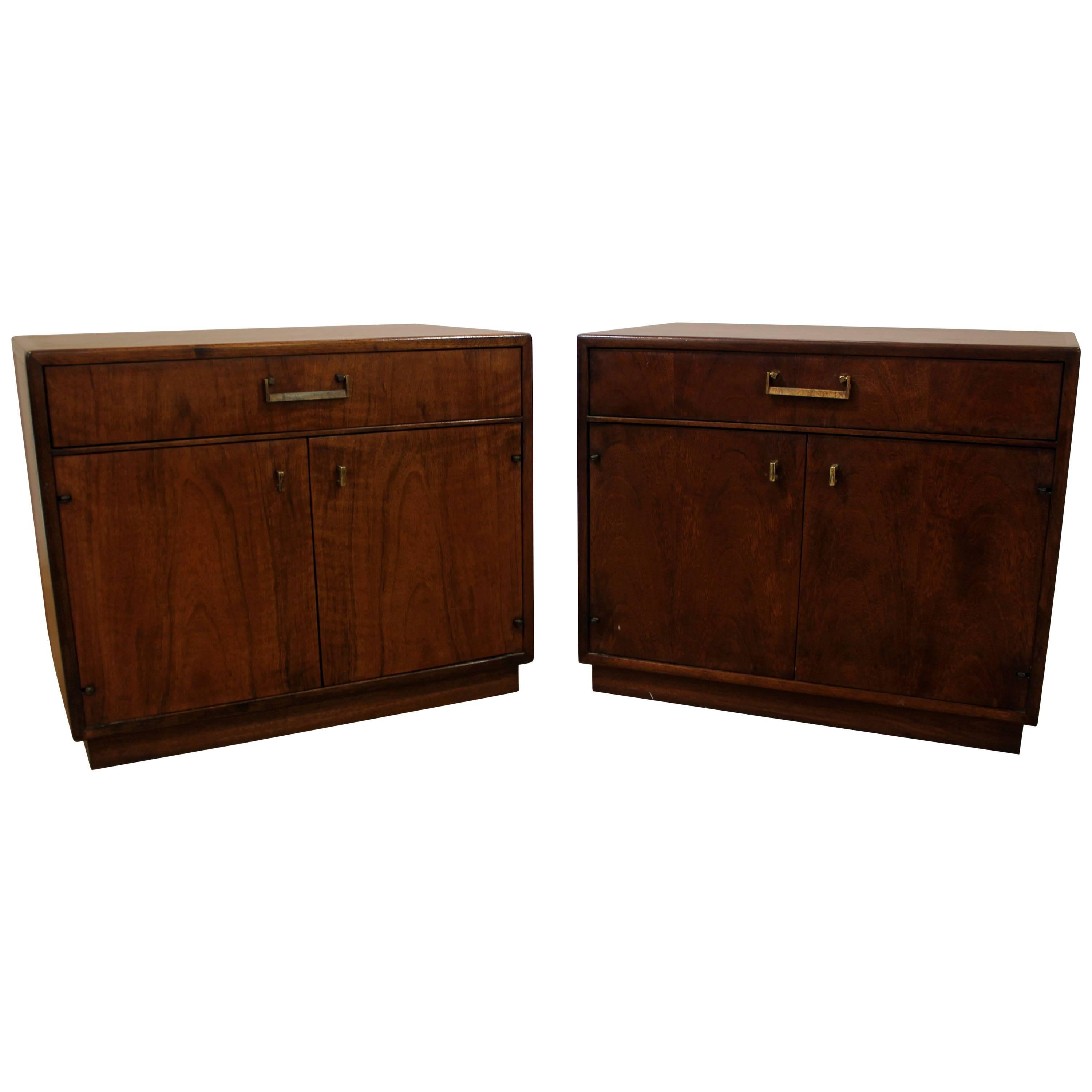 Milo Baughman Style Founders Walnut Nightstands