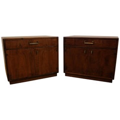 Milo Baughman Style Founders Walnut Nightstands