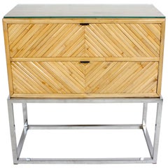 Table d'extrémité ou table de nuit en bambou géométrique de style Milo Baughman
