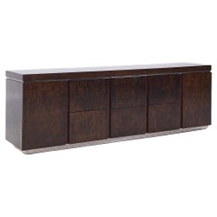 Crédence de bureau en bois d'ébène du milieu du siècle, Milo Baughman Style Helikon