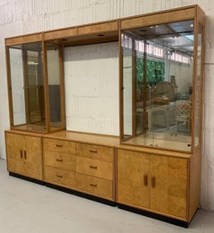 Milo Baughman Style Henredon Scene Two Burl Wood Wall Unit