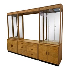 Milo Baughman Style Henredon Scene Two Burl Wood Wall Unit