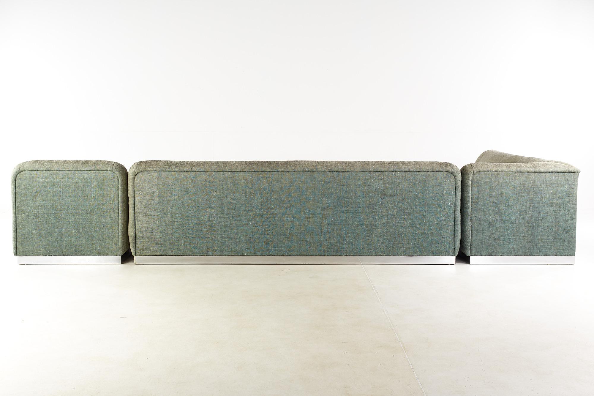 Milo Baughman Style Interior Crafts Chrome Base 5 Piece Sectional Sofa 4
