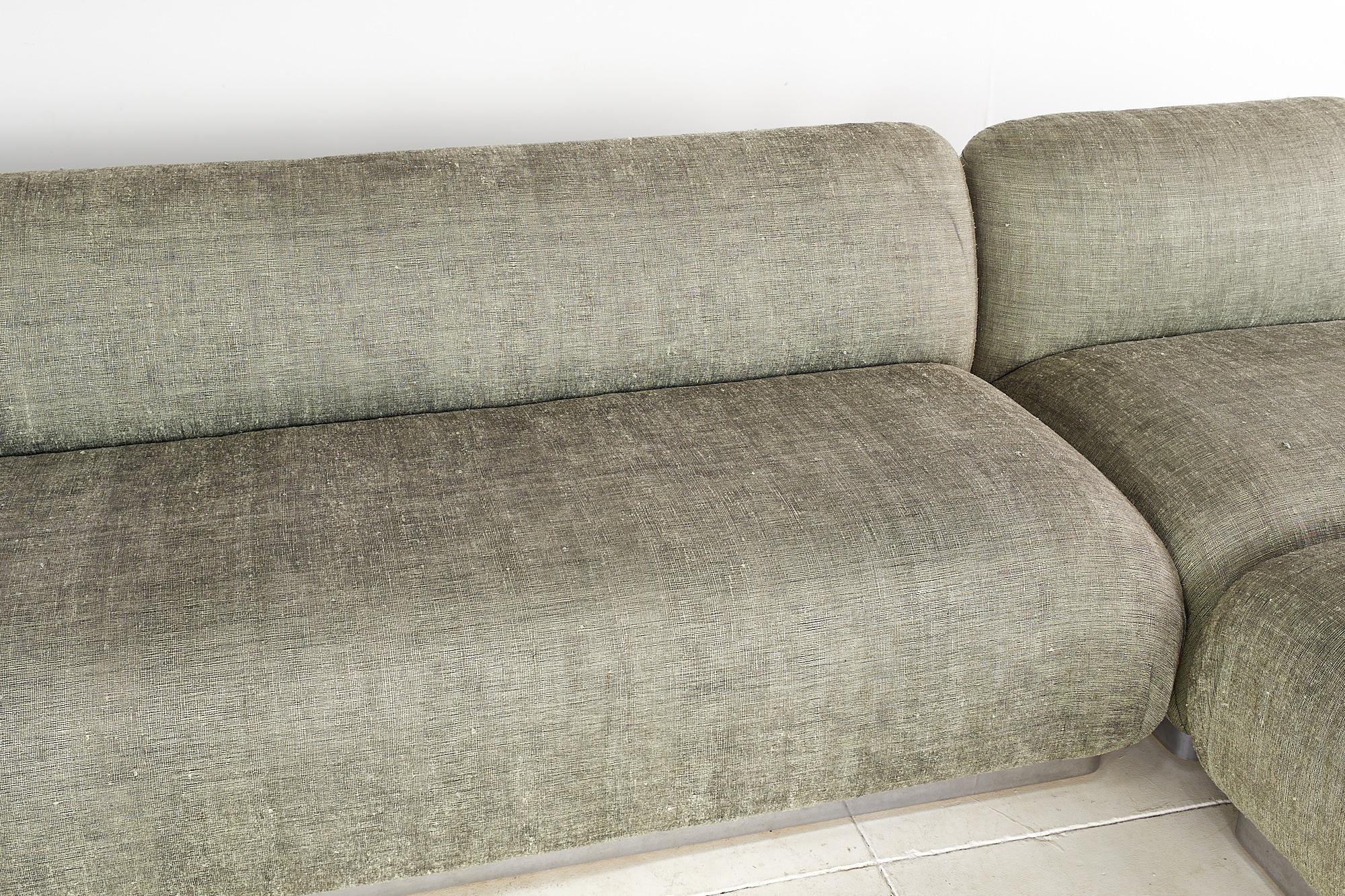 Milo Baughman Style Interior Crafts Chrome Base 5 Piece Sectional Sofa 1
