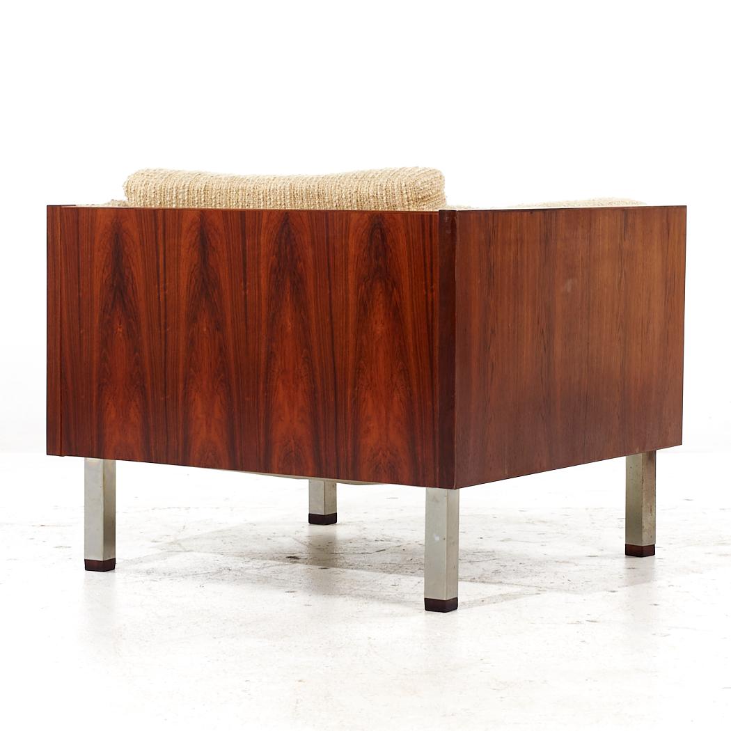 Upholstery Milo Baughman Style Jydsk Mobelfabrik Mid Century Danish Rosewood Case Chair For Sale