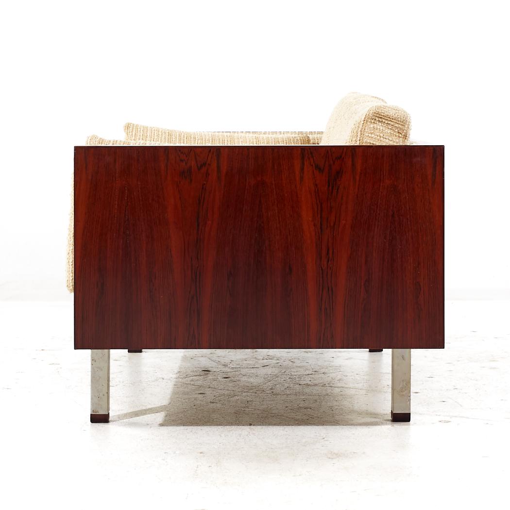 Upholstery Milo Baughman Style Jydsk Mobelfabrik Mid Century Danish Rosewood Case Settee For Sale