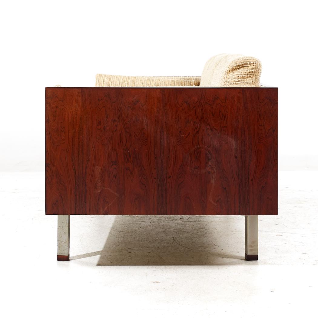 Upholstery Milo Baughman Style Jydsk Mobelfabrik Mid Century Danish Rosewood Case Sofa For Sale