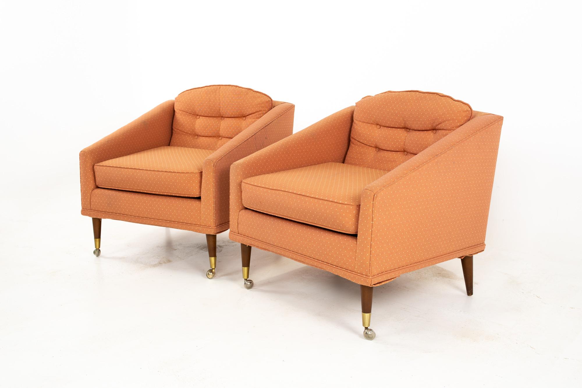 Mid-Century Modern Milo Baughman Style Kroehler Mid Century Lounge Chairs, Pair