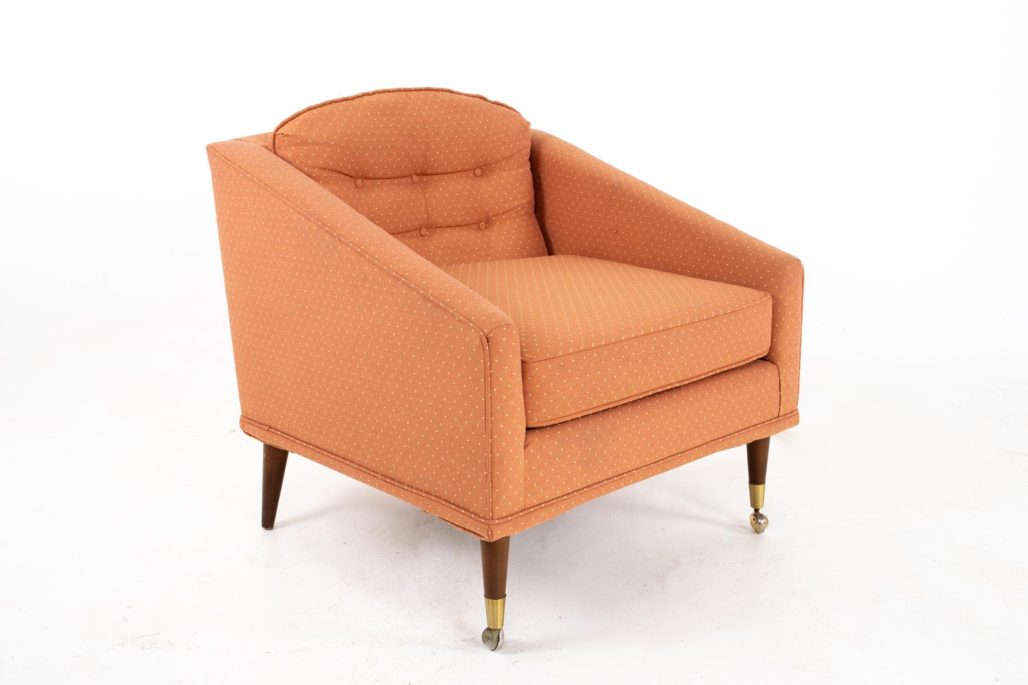 American Milo Baughman Style Kroehler Mid Century Lounge Chairs, Pair