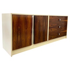 Milo Baughman Style Lacquer and Rosewood Credenza Chrome Accents Mid-Century