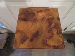 Milo Baughman Style Lane Burled Olivewood Pedestal, Mid-Century Modern