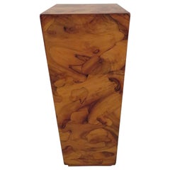 Milo Baughman Style Lane Burled Olivewood Pedestal, Mid-Century Modern