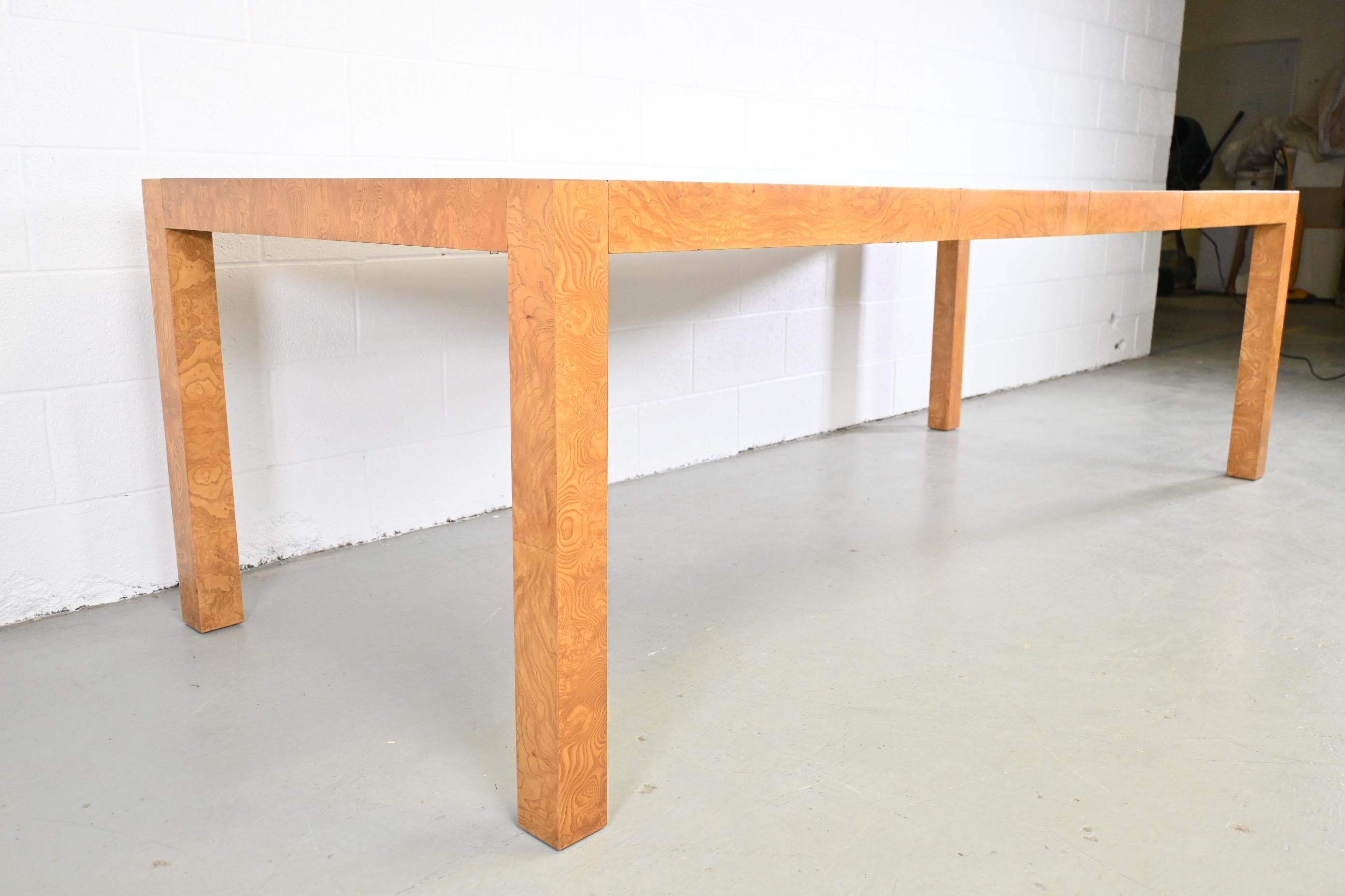 Milo Baughman Style Lane Furniture Burl Wood Mid Extension Dining Table 2