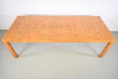 Milo Baughman Style Lane Furniture Burl Wood Mid Extension Dining Table