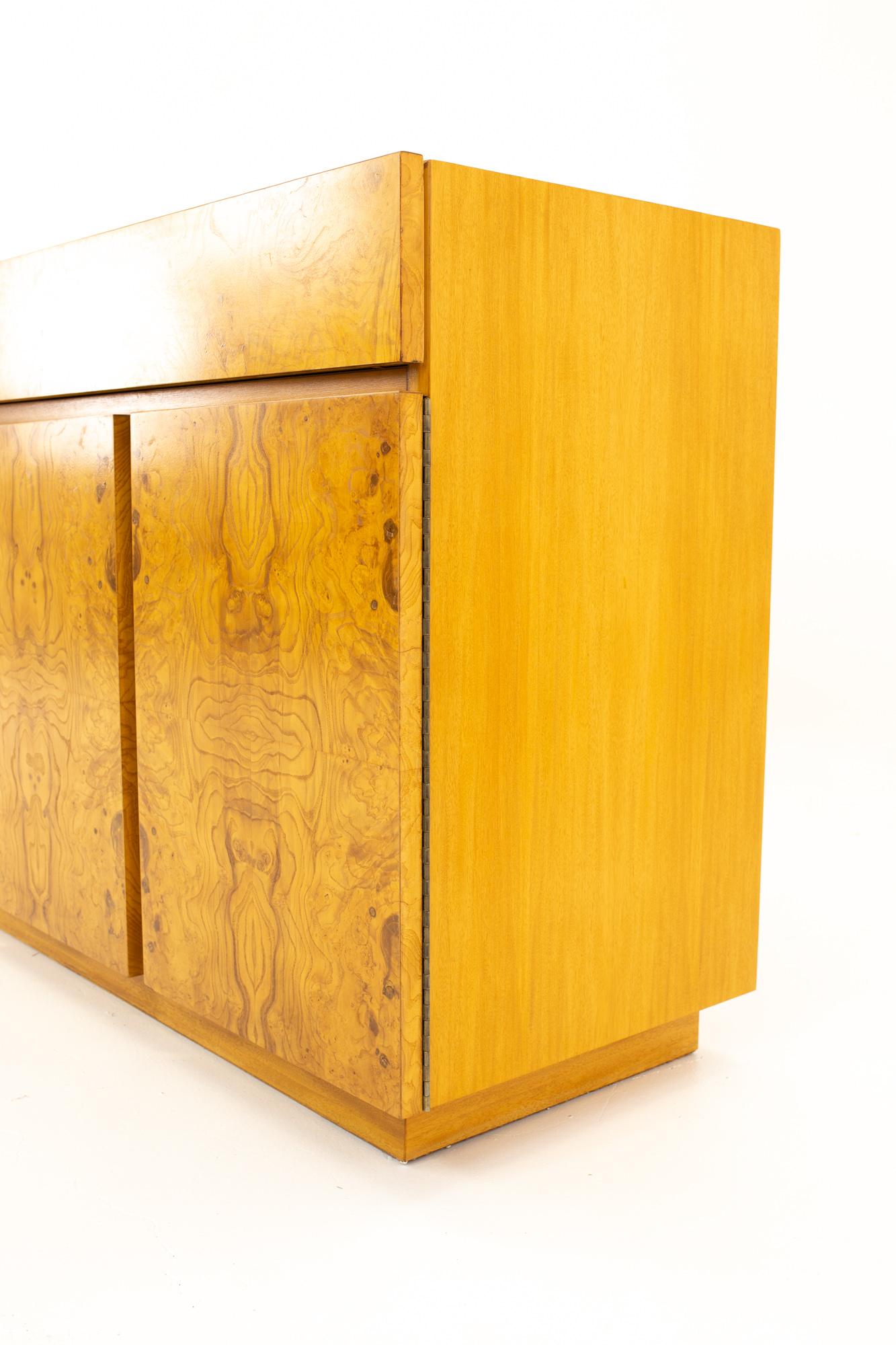 Milo Baughman Style Lane Mid Century Burlwood and Oak Sideboard Credenza 3