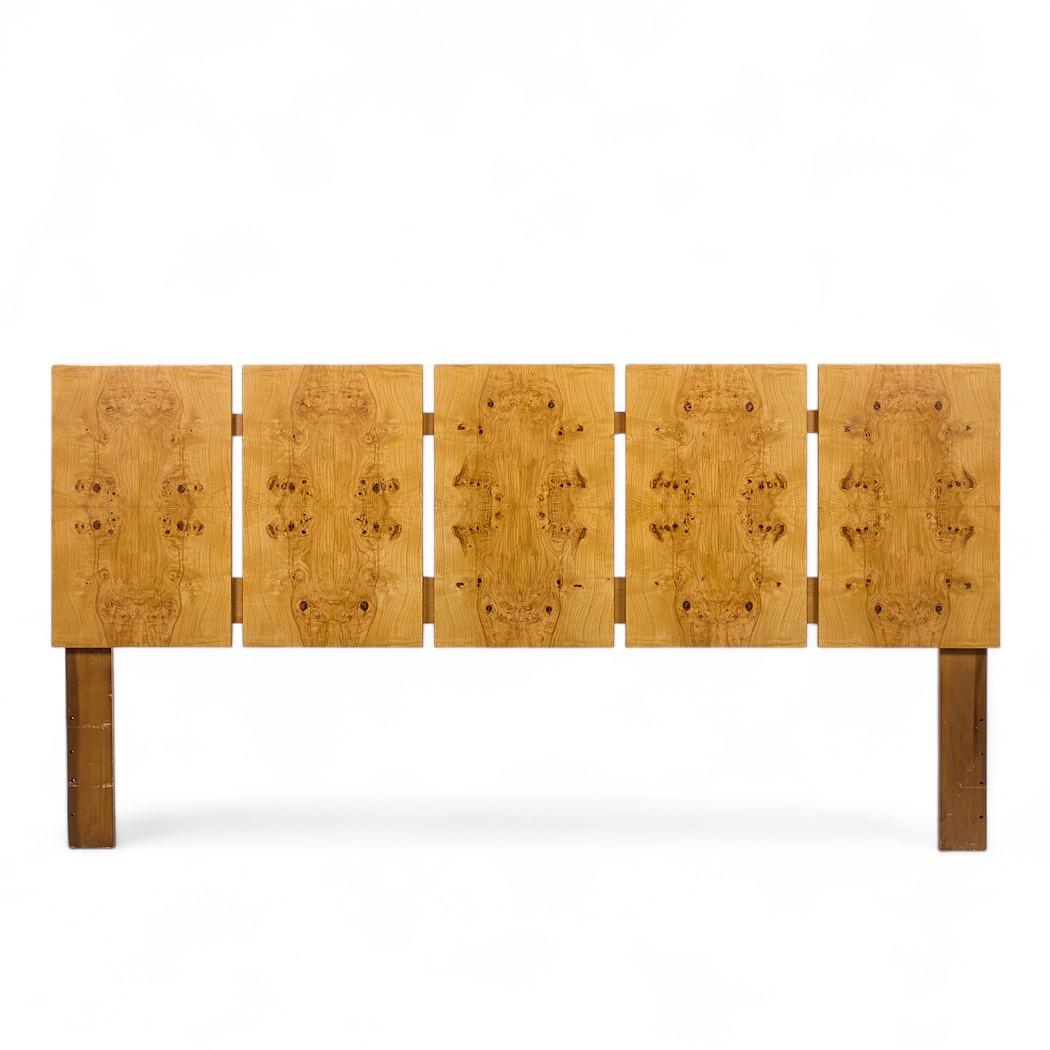 Milo Baughman Style Lane Mid Century Burlwood King Kopfteil

Dieses Kopfteil misst: 80,5 breit x 2 tief x 41,5 Zoll hoch

Alle Möbelstücke sind in einem so genannten restaurierten Vintage-Zustand zu haben. Das bedeutet, dass das Stück beim Kauf